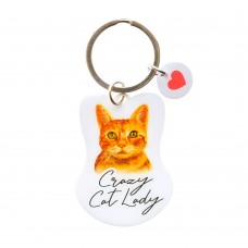 Pet Keyring with Charm | Crazy Cat Lady